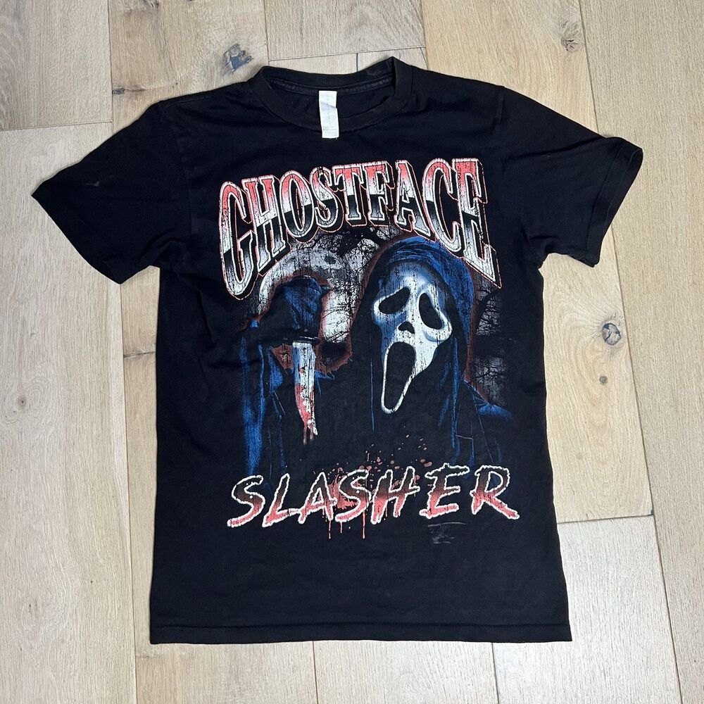 Vintage Scream Movie Ghost Face Slasher Black Shirt Size Small